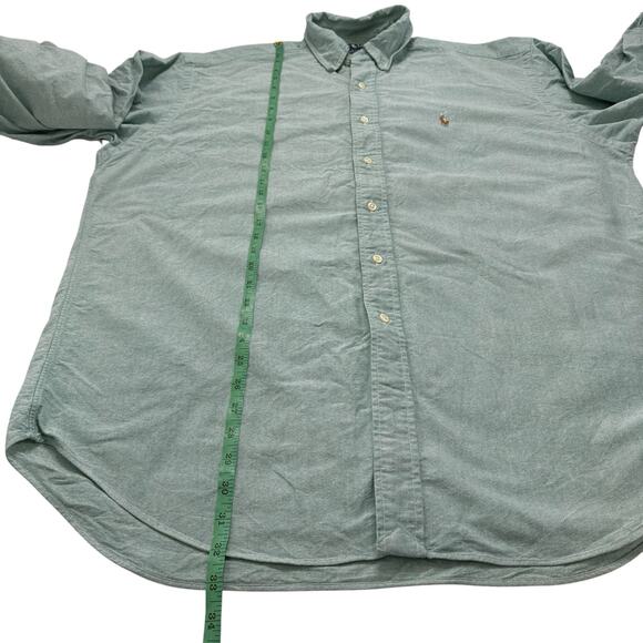 RALPH LAUREN Green Blake 100% Cotton Long Sleeve Button Up Shirt Sz Large Pony - Picture 4 of 7
